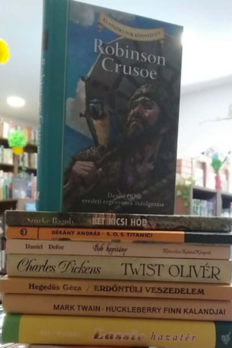 Eric Knight, Mark Twain, Hegedűs Géza, Charles Dickens, Daniel Defoe, Dékány András, Szürke Bagoly - 8 db-os KÖNYVMENTŐ AJÁNLAT, ifjúsági irodalom: Lassie hazatér+ Huckleberry Finn kalandjai+ Erdőntúli veszedelem+ Twist Olivér+ Bob kapitány+ S.O.S. Titanic!+ Két kicsi hód+ Robinson Crusoe (átdolg.)