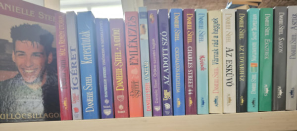 Danielle Steel - 20db Danielle Steel k�tet, K�NYVMENT� AJ�NLAT: Hull�csillagom+ H�z a rem�ny utc�ban+ �g�ret+ Keresztutak+ Er�sebb a szeretetn�l+ A gy�r�+ Eml�kez�s+ A szt�r+ �r�kre szeretni foglak+ Az adott sz�+ Csod�latos kegyelem+ Charles stre