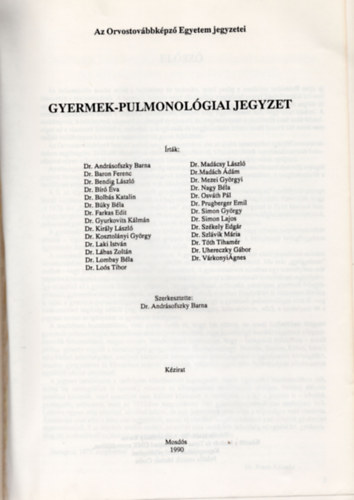 Dr. Andrásofszky Barna - Gyermekpulmonológia