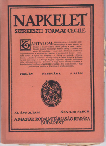 Tormay Cecile (Szerk.) - Napkelet XI. évf. 1933. február 2. szám