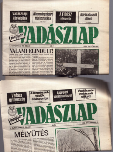 Csek Sndor (fszerk.) - 2 db Vadszlap: 1992. oktber 6. + 1992. december 1.