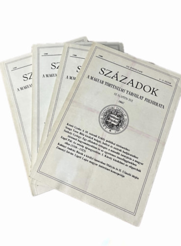 Magyar Történelmi Társulat - Századok - 122. évfolyam -1988 -1-6. szám (4db, teljes évfolyam, lapszámonként)