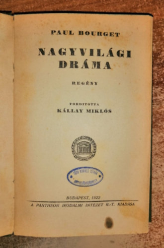 Paul Bourget - Nagyvilgi drma