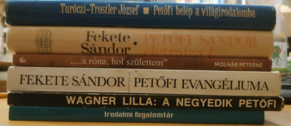 Nagy Zolt�n, Wagner Lilla, Fekete S�ndor, Moln�r P�tern�, Tur�czi-Trostler J�zsef - 6 db Pet�fi S�ndor: Irodalmi fogalomt�r; A negyedik Pet�fi; Pet�fi evang�liuma; "...a r�na, hol sz�lettem"; Pet�fi S�ndor �letrajza I.; Pet�fi bel�p a vil�girodalomba
