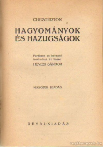 Chesterton - Hagyom�nyok �s hazugs�gok