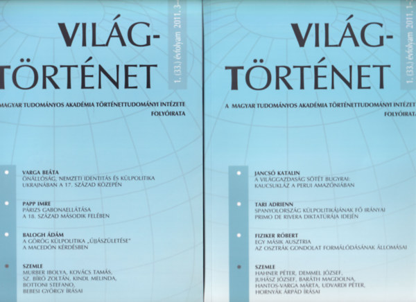 Gecsnyi Lajos, Br Lszl - Vilgtrtnet 1. vf. (teljes) 2011.  1-2. s 3-4. szmok