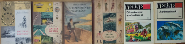 Verne Gyula (Jules Verne) - 6db Verne Gyula (Jules Verne) regny - A prmvadszok, Cirkuszkocsival a sarkvidken t, Ktvi vakci, A tizentves kapitny, Antifer mester csodlatos kalandjai, Hatteras kapitny