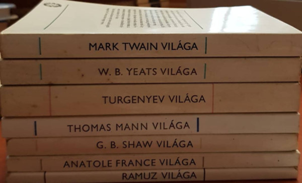 Trk Andrs, Rz Pl, Szentmihlyi-Szab Pter, Zldhelyi Zsuzsa, Pk Lajos, Hegeds Gza, Bajomi Lzr Endre - 7 db az rk vilga sorozatbl: Mark Twain, W.B.Yeats vilga, Turgenyev vilga, Thomas Mann vilga, G.B.Shaw vilga, Anatole France vilga, Ramuz vilga