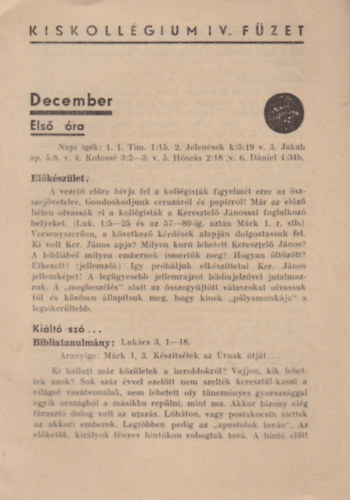 Kiskoll�gium IV. f�zet - December