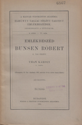 Than Kroly - Emlkbeszd Bunsen Rbert k. tag felett - X. ktet 11. szm