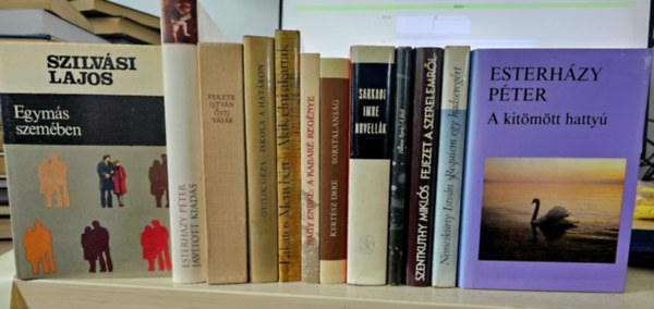 Esterházy Péter, Szilvási Lajos, Fekete István, Ottlik Géza, Lakatos Menyhért, Sarkadi Imre, Kertész Imre, Nagy Endre, Nemeskürty István, Szentkuthy MIklós, Palotai Boris - 12db magyar irodalmi mű, KÖNYVMENTŐ AJÁNLAT: Javított kiadás+ Kitömött hattyú+ Egymás szemében+ Őszi vásár+ Iskola a határon+ Akik élni akartak+ Sarkadi novellák+ Sorstalanság+ A kabaré regénye+ Requiem egy hadseregért+ Fejezet a