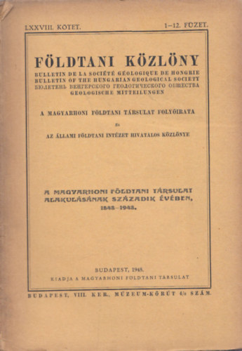 F�ldtani k�zl�ny 1948/1-12. (Teljes �vfolyam egy k�tetben)