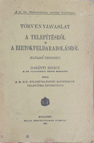 Trvnyjavaslat a teleptsrl s a birtokfeldarabolsrl (eladi tervezet)