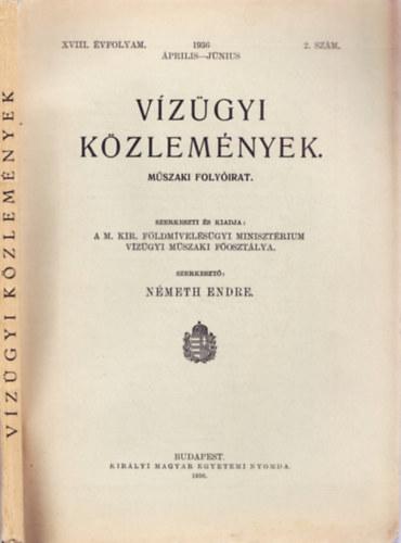 Nmeth Endre (szerk.) - Vzgyi kzlemnyek. XVIII. vfolyam. 1936. prilis-jnius, 2. szm.