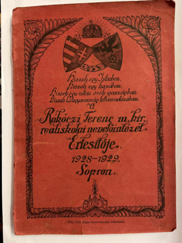 A Rákóczi Ferenc M. Kir.reáliskolai nevelőintézet értesítője 1928-29