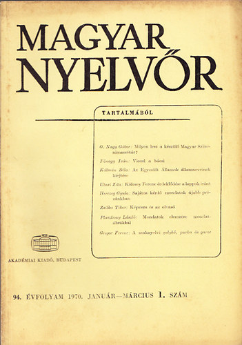 Lrincze Lajos (szerk.) - Magyar Nyelvr 1970/1-4. szm (teljes vfolyam)