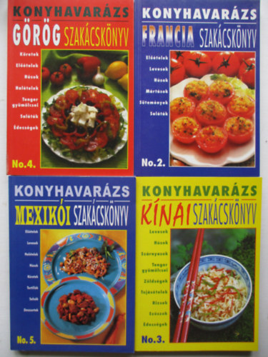 4 db a Konyhavarzs sorozatbl  (Francia, knai, grg, mexiki szakcsknyv)
