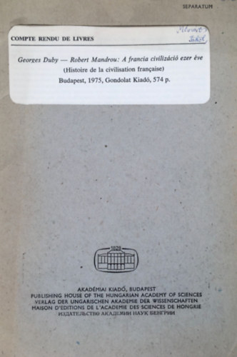 M�sz�ros L�szl� - A francia civiliz�ci� ezer �ve