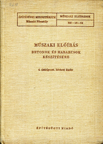 M�szaki el��r�s betonok �s habarcsok k�sz�t�s�re