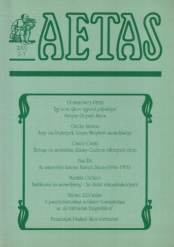 Dek gnes (szerk.), Vajda Zoltn - Aetas Trtnettudomnyi folyirat 2002/2-3