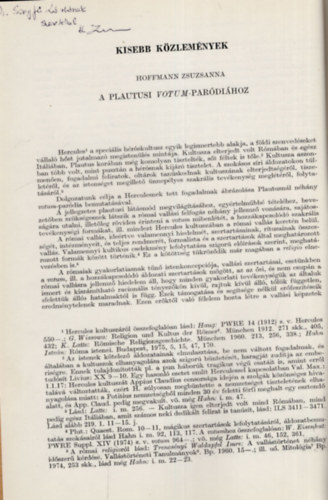 Hoffmann Zsuzsanna - A plautusi votum-par�di�hoz - K�l�nlenyomat - Dedik�lt