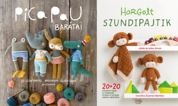 Yan Schenkel, Carolina Guzman Benitez - 2 db kzimunka knyv: Pica Pau bartai - 20 sznpomps amigurumi llatfigura + Horgolt szundipajtik - 20+20 amigurumi figura s szundikend  (2 m)