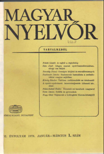 Lrincze Lajos - Magyar nyelvr 1978   vi teljes vfolyam (egybektve )
