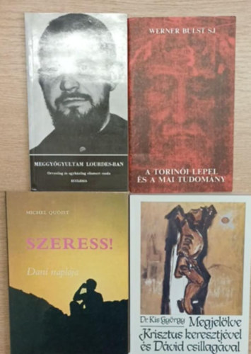 Werner Bulst S. J., Michel Quoist, Dr. Kis György - 4 db vallásos könyv: A torinói lepel és a mai tudomány - Meggyógyultam Lourdes-ban - Szeress! - Krisztus keresztjével és Dávid csillagával