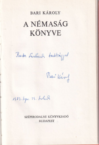 Bari Kroly - A nmasg knyve - dediklt