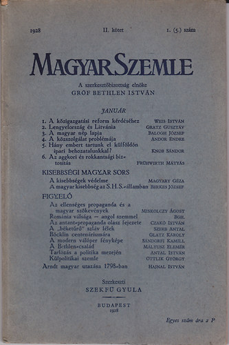 Szekf Gyula (Szerk.) - Magyar Szemle II. ktet 1928. I.(5.) szm