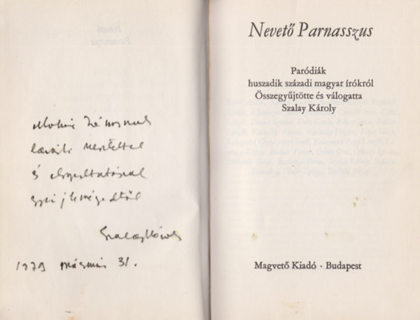 Szalay Károly válog. - Nevető Parnasszus (Dedikált)