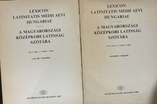 Harmatta Jnos, Dr. Boronkai Ivn, Borzsk Istvn (lektor), Fgedi Erik (lektor) - Lexicon Latinitatis Medii Aevi Hungariae / A magyarorszgi kzpkori latinsg sztra Vol 1. 1-3. fzet + Vol 2. 1. fzet. (4 ktet)