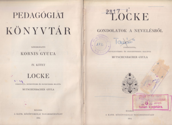 Mutschenbacher Gyula - Locke - Gondolatok a nevelsrl