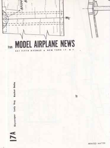 5 db rep�l�g�pmodell tervrajz: U-Name-it, Sky Scraper, Convair XP-81, Moustique, Chipper II.