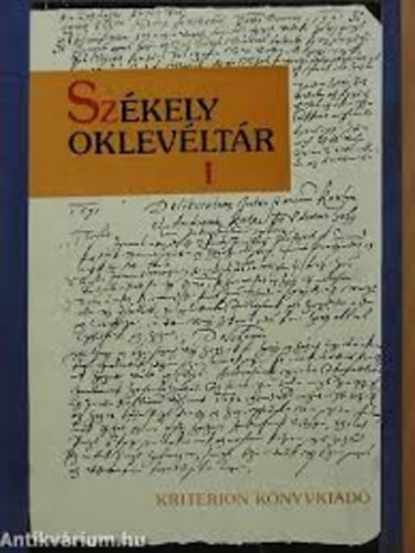 Dem�ny Lajos-Patak J�zsef - Sz�kely oklev�lt�r I.
