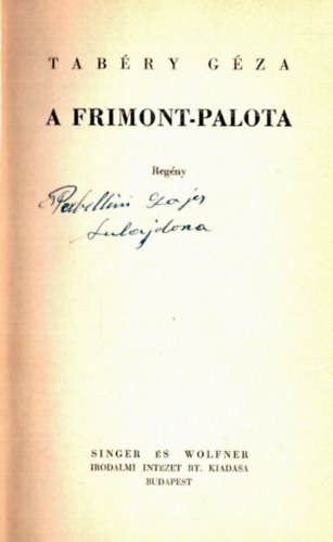 Tab�ry G�za - A Frimont palota