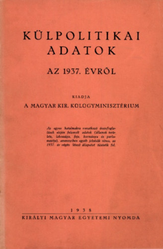 Klpolitikai adatok az 1937. vrl