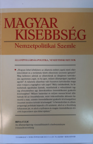 Szkely Istvn (szerk.) - Magyar Kisebbsg - Nemzetpolitikai Szemle (2013/3-4.)