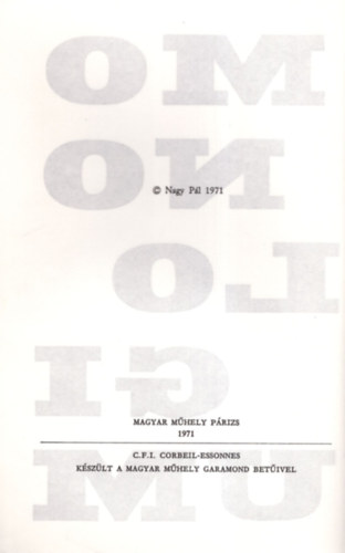 Nagy Pl - Monologium (Magyar Mhely Prizs)