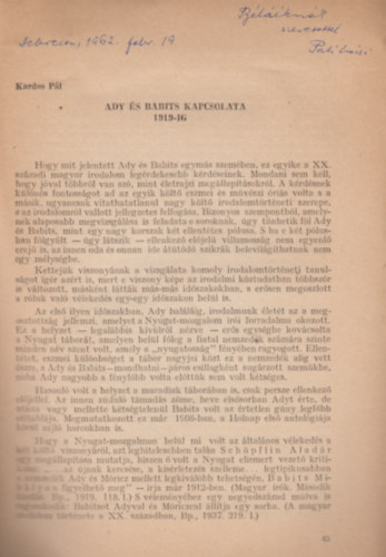 Kardos P�l - Gy�rgyinek, B�l�nak rokoni szeretettel Pali b�csi 1963. november