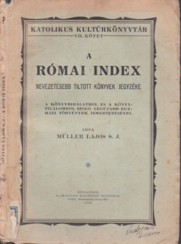 M�ller Lajos S.J. - A r�mai index (nevesebb tiltott k�nyvek jegyz�ke)