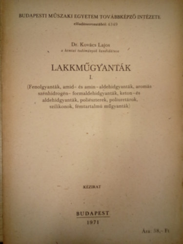 Dr. Kovcs Lajos - Lakkmgyantk I.