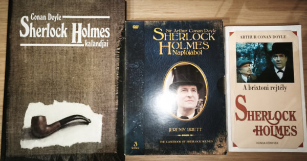 Sir Arthur Conan Doyle - 2db Sir Arthur Conan Doyle regény + ajándék DVD - Sir Arthur Conan Doyle-Sherlock Holmes kalandjai, A brixtoni rejtély + Sir Arthur Conan Doyle-Sherlock Holmes naplójából-Jeremy Brett (Lady Frances Carfax eltűnése, A Thor híd rejtélye, stb