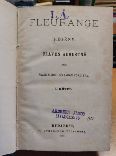 Craven Augustus (Craven Augustn) - Fleurange I-II. (egybekttt kiads)