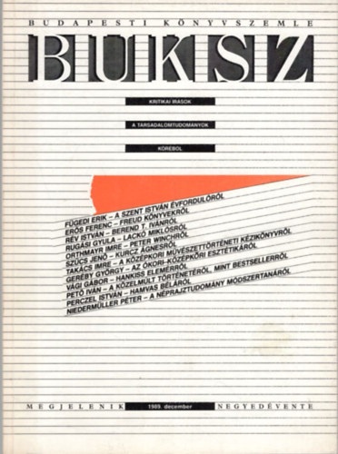 Bencze Gyrgy, Ers Ferenc - BUKSZ- Budapesti Knyvszemle 1989. december I. vf. 1. szm  ( Kritikai rsok a trsadalomtudomnyok krbl )