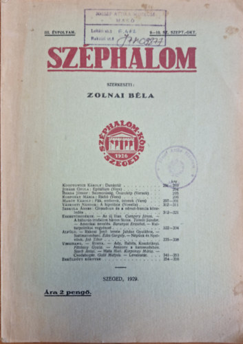 Zolnai Béla (szerk.) - Széphalom III. évfolyam 9-10. sz. szept.-okt.