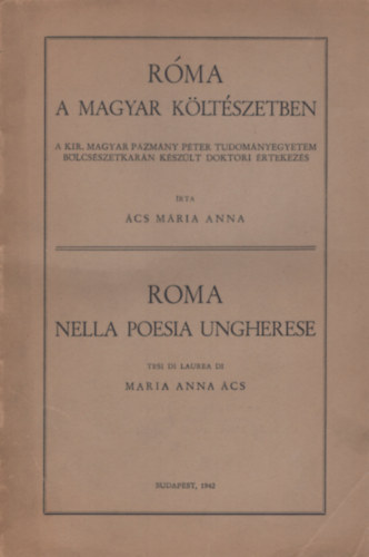�cs M�ria Anna - R�ma a magyar k�lt�szetben