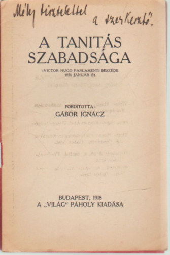 Gbor Igncz ford. - A tants szabadsga- dediklt
