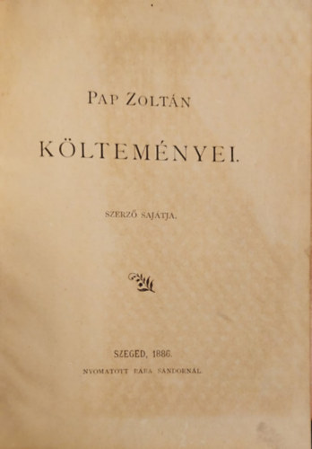 Papp Zoltán - Papp Zoltán költeményei