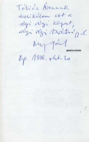 Nagy Pl - Monologium (Magyar Mhely Prizs)